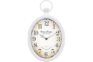 Palimder Small Retro Oval Wall Clock, Vintage Style, Antique Design, Silent Decor for Kitchen, Bedroom Wall Clock (White)