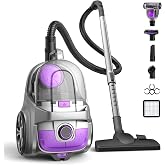 HawKam Canister Vacuum, 1600W 40Kpa Bagless HEPA, Auto Cord Rewind | 33ft radius, 4QT washable dust cup, 5 tools, pet hair, carpet &amp; hard floor, lightweight, telescopic wand, zero bags