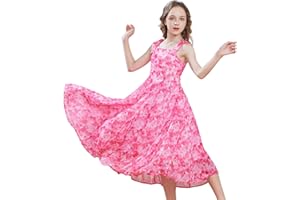 GRACE KARIN Girls Summer Floral Dress Strap Sundress Boho Square Neck Dress Size 5-12