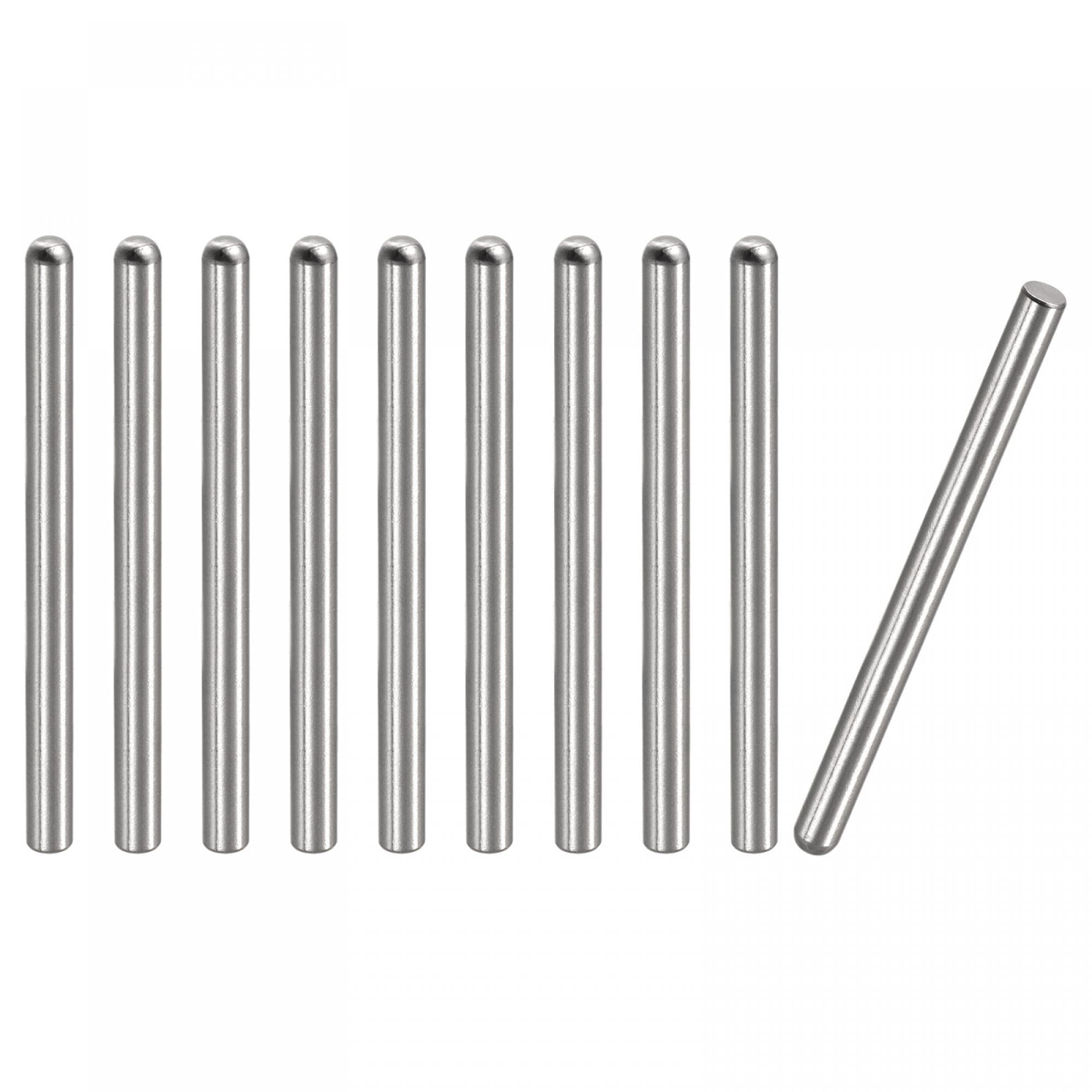 TOP-VIGOR 10Pcs 5mm x 80mm Dowel Pins, 304 Stainless Steel Round Head Flat Chamfered End Shelf Pegs Support Fasten Elements Silver Tone