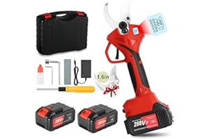 WBLLG Electric Pruning Shears Cordless Electric Pruning Battery Powered, Tree Branch Pruner with Brushless Motor, 2 × 25V Lithium Battery, 1.6 Inch Cutting Diameter, LCD Display Screen