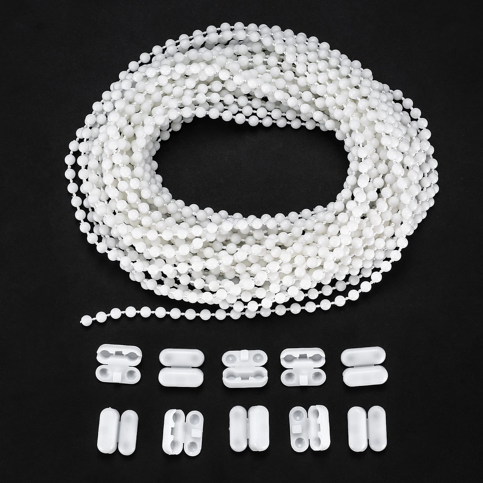 Zhenle Roller Blind and Roman Shade Blind Beaded Chain Cord White Plastic Roller Blind Chain Repair (10M)
