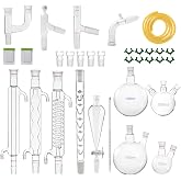 Chemistry Glassware Set - 32PCS Laboratory Glassware Kit with 24/40 Joint 1000ml Essential Oil Lab Distillation Apparatus Kit