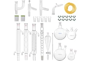 FAAZY Chemistry Glassware Set - 32PCS Laboratory Glassware Kit with 24/40 Joint 1000ml Essential Oil Lab Distillation Apparatus Kit