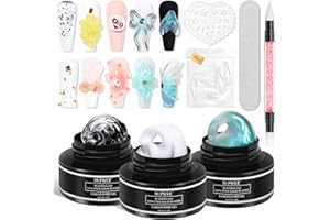 SUPWEE 3 Colors Solid Builder Gel for Nail Extension Non Stick Hand Hard Gel with Dual Form 3D Nail Sculpture Gel Nail Strengthen Nail Art for Home DIY Nail Salon