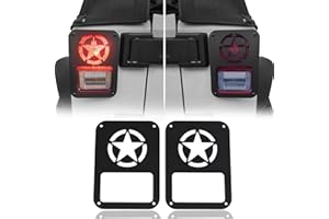 Hooke Road JK Wrangler Tail Light Guard, Five Star Taillight Cover for 2007-2018 Wrangler JK & Wrangler Unlimited - Pair
