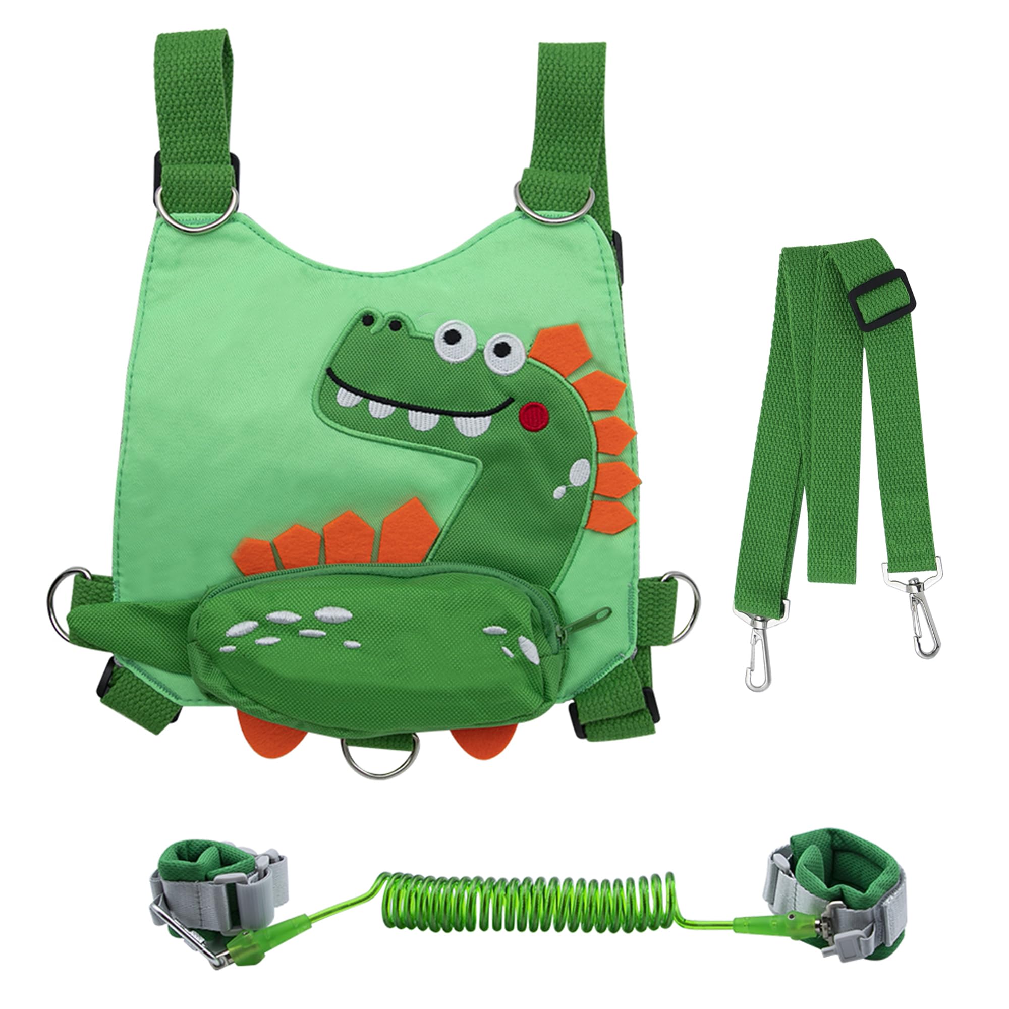 Baby Reins for Walking Toddler Safety Harness with Reins Baby Walking Leash Child Backpack with Wrist Link Anti-Lost Strap for Toddler Boys & Girls-Green