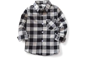 SOBRISAH Men & Boy Button Down Shirt Kid Flannel Shirt Toddler Buffalo Plaid Shirt Boys Western Shirts Long Sleeve Father Son Shirt