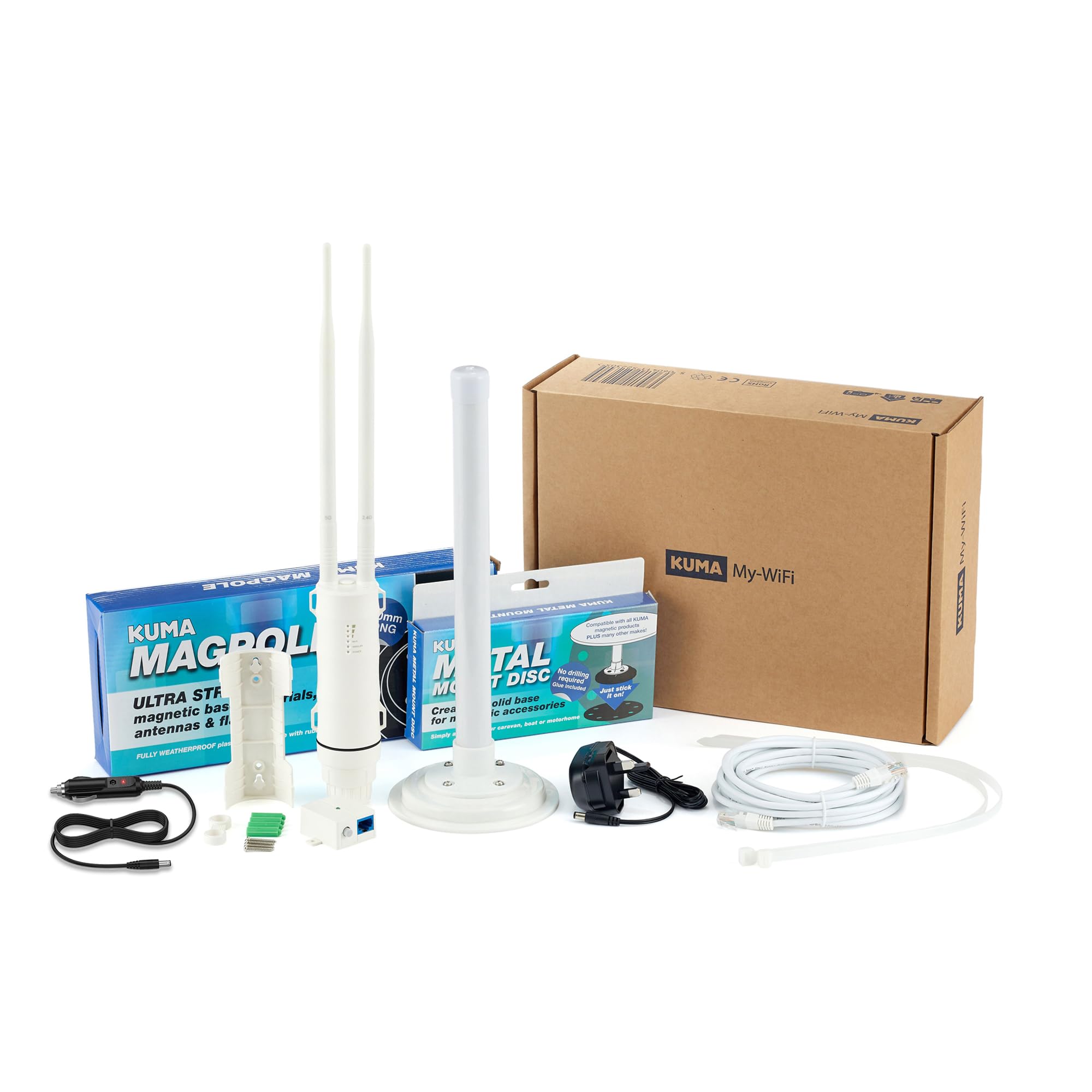 KUMA My-WiFi Outdoor Extender Booster - 600Mbps Long Range Internet Repeater for Garden Office, CCTV Security & Gaming - Weatherproof Signal for Motorhomes, Pubs & Outbuildings - 12V/240V