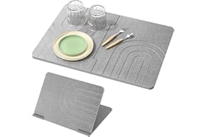 Luxspire Large Stone Drying Mat for Kitchen Counter 24"x16"- Fast-Absorbing Dish Drying Mat Non-Slip Drying Pad for Dishes, U
