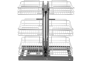 VEVOR Min 15"W Opening Blind Corner Pull Out Organizer, 3 Tier 6 Shelf Kitchen Cabinet Organizer, Chrome Carbon Steel Storage