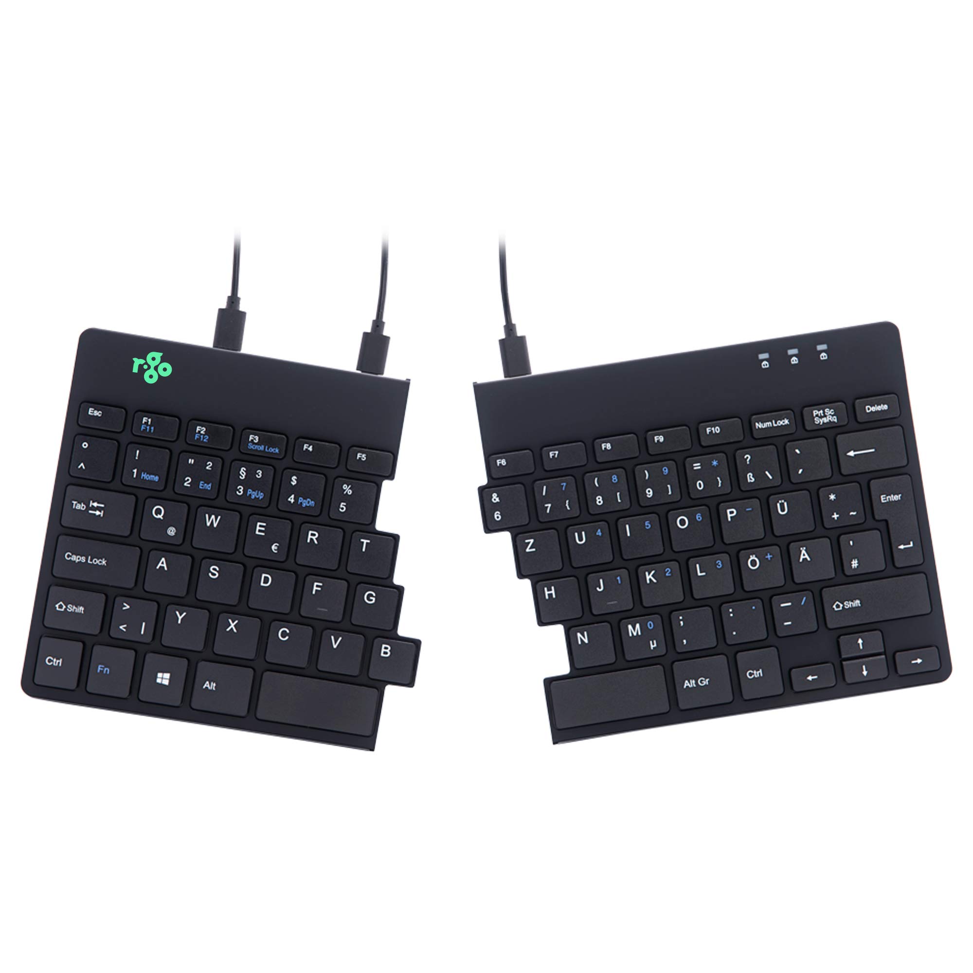R-Go Split Ergonomic Keyboard, QWERTZ (DE), black, wired — image 1