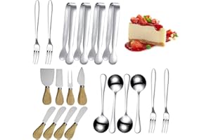 UgyDuky 20 Pcs Cheese Knife Set, Butter Spreader, Cheese Slicer Knife Stainless Steel Knives with Wood Handles, Mini Serving 