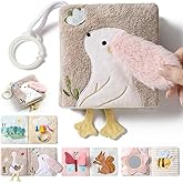 let's make Soft Baby Book, Sensory Crinkle Cloth Books for Babies 0-6 6-12 Months, Animal Tummy Time Toys with Baby Mirror &amp; Squeaker, Touch and Feel Travel Stroller Toy, Newborn Gift Baby Shower