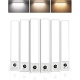 EZVALO Upgraded 3200mAh Under Cabinet Light, 180LM Bright | Battery Display, Motion Sensor, 3 CCT &amp; Dimmable, Rechargeable LED Lights for Kitchen Counter, Closet- 10inch, 6 Pack