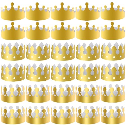 SIQUK 27 Pieces Golden Paper Crown Party Gold Crowns Hats King Crowns ...