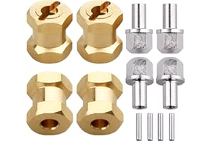 GoHobby RC Hex Hub 12mm Brass Wheels Hex Hubs Extension Hex Drive Adapter Spacers for 1/10 RC Crawler Axial SCX10 90046 D90, 4-Pack (15mm)