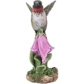 Hi-Line Gift Ltd. Hummingbird ON Foxglove Statue, Green