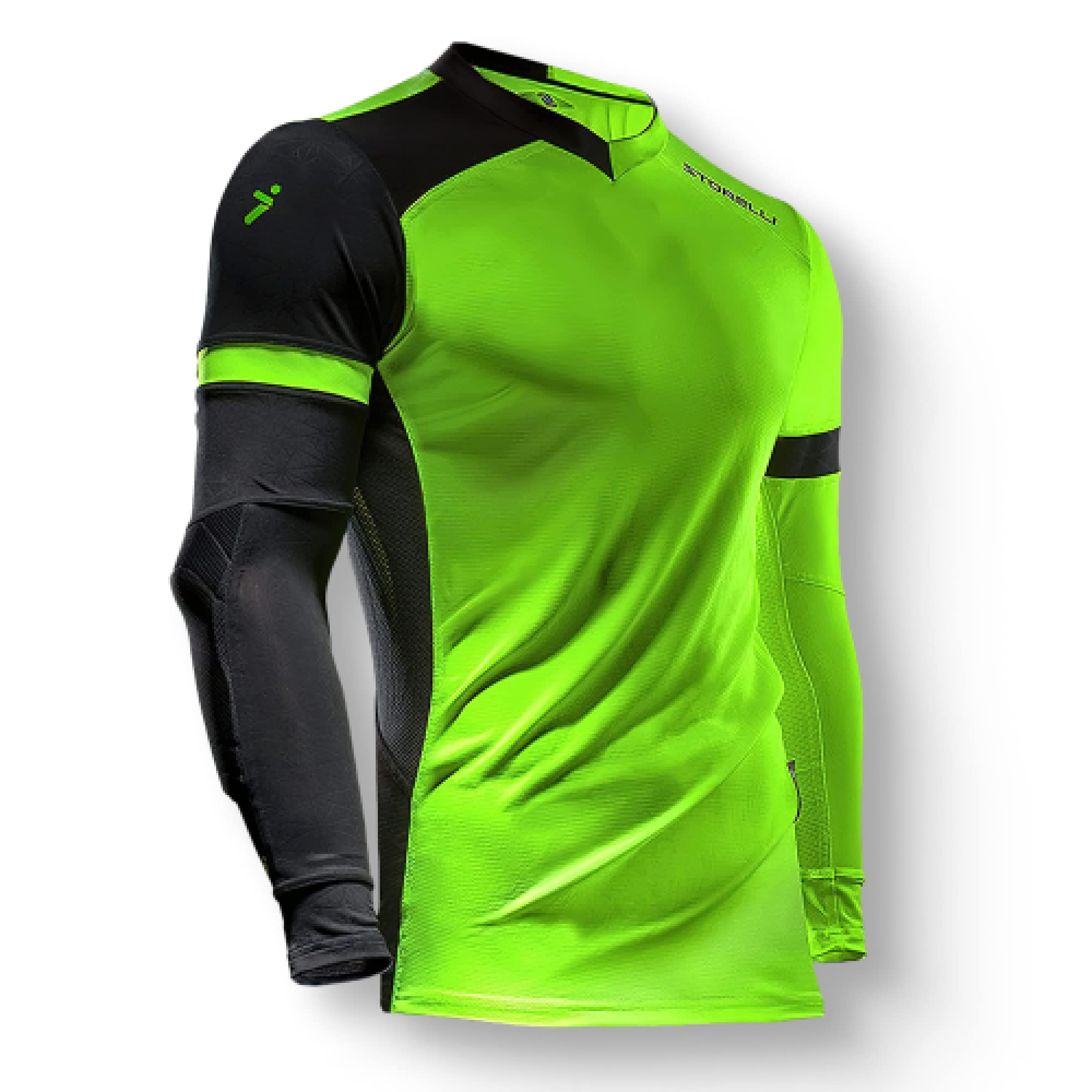 Storelli ExoShield Gladiator Goalkeeper Jersey, High-Impact Protection, Sweat-Wicking, Breathable Athletic Shirt for Soccer & Heavy-Duty Sports, Green/Black, Medium Image