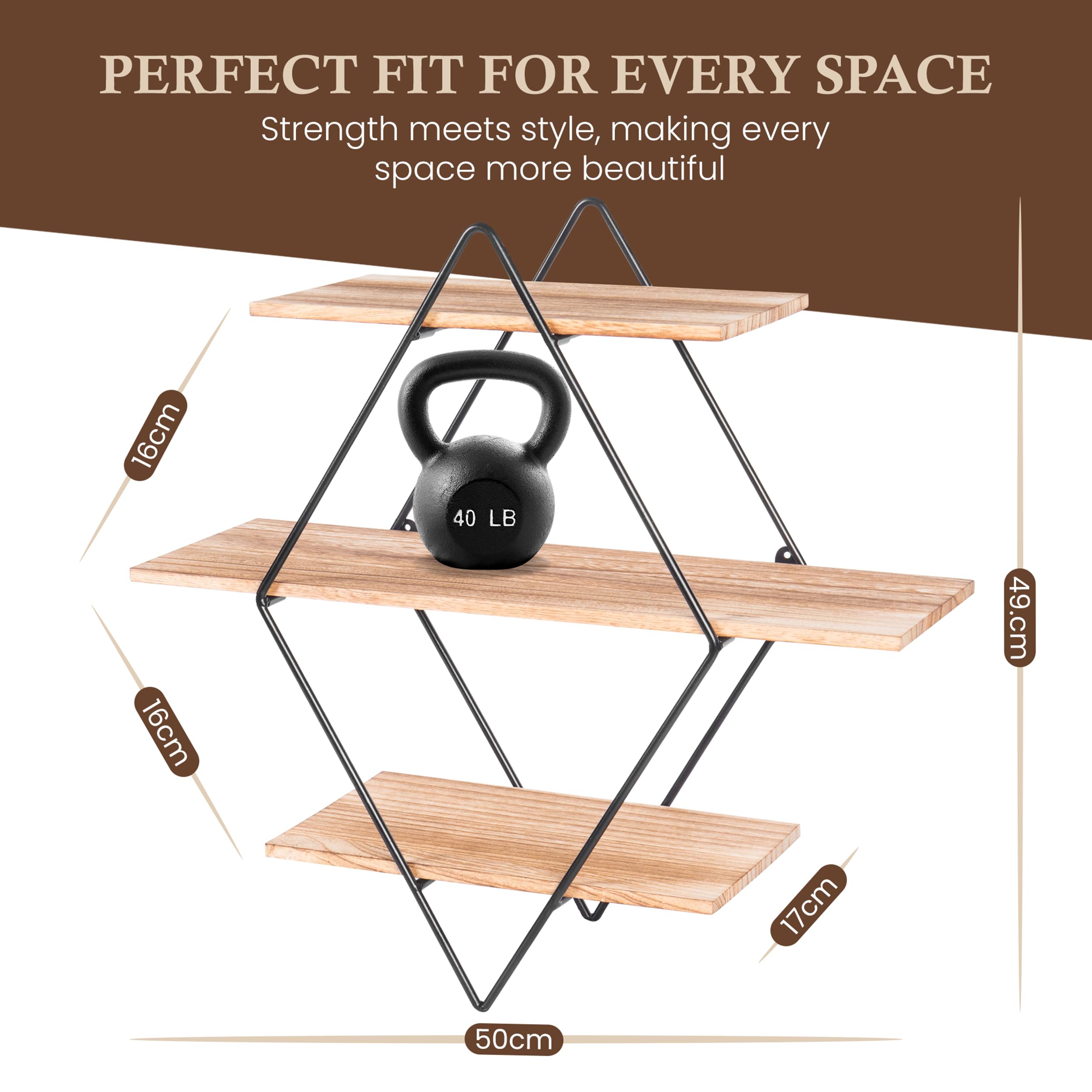Condition photo showing New/Like New for oakmere design modern wooden floating wall shelf decor for wall storage – geometric design decorativ