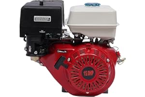 GOSHET 15HP 4 Stroke Gas Engine,420CC OHV Horizontal Gas Engine Pull Start Go Kart Motor with Silencer Gasoline Motor,for Vibrators Dosing Machines Puffers Chainsaw Kart Mini Motorcycle 9.7KW 3600rpm