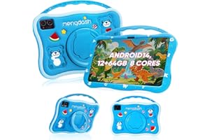 MengDash Kids Tablet, 10.1 inch Tablet for Kids, Educational Learning Toddler Tablet Android 14, 12GB RAM+64GB ROM Storage, 5G WiFi for Baby Girl boy Gift 3-10(Blue)