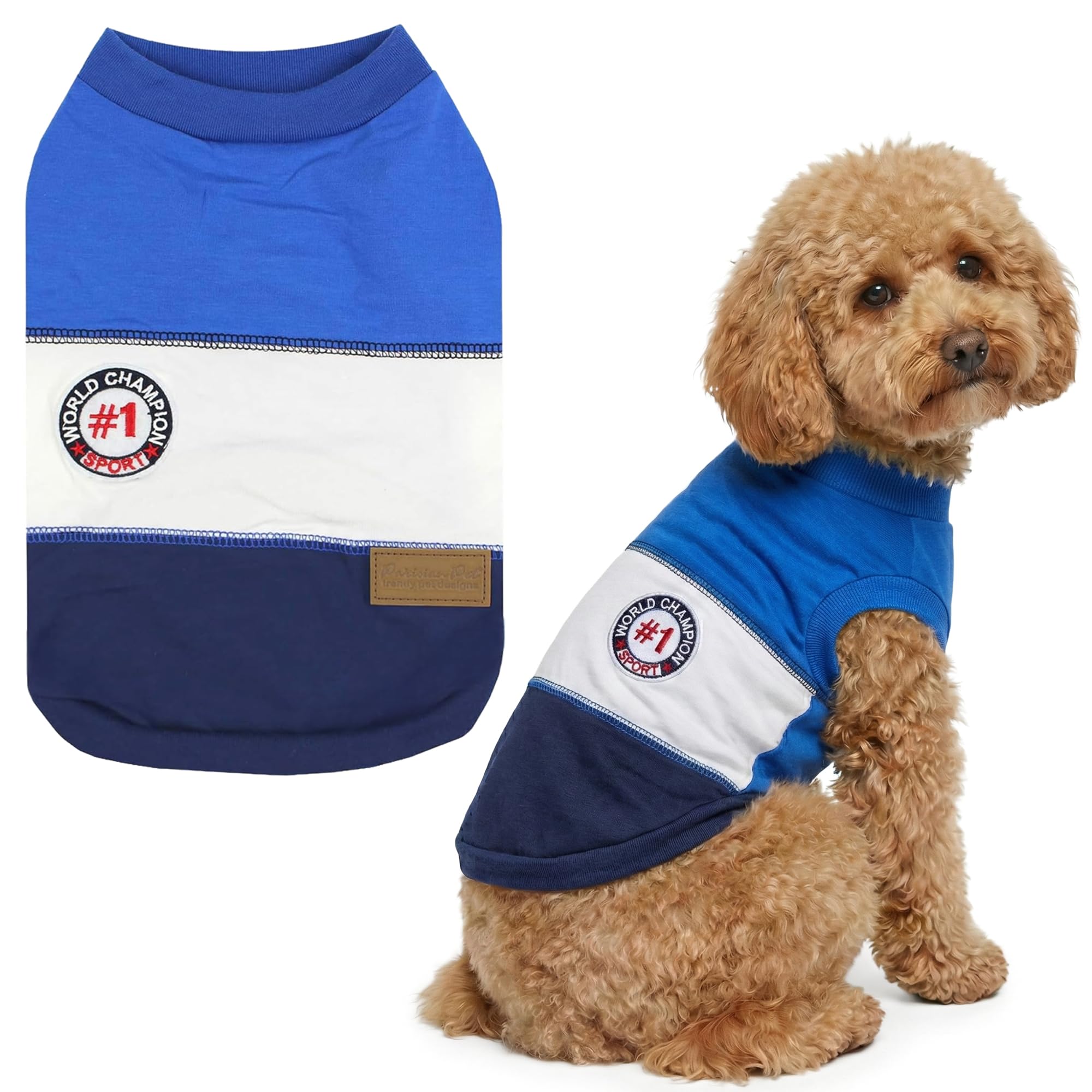 Parisian Pet Dog Clothes Cat Apparel Outfits World Champion Tank, Blue, L