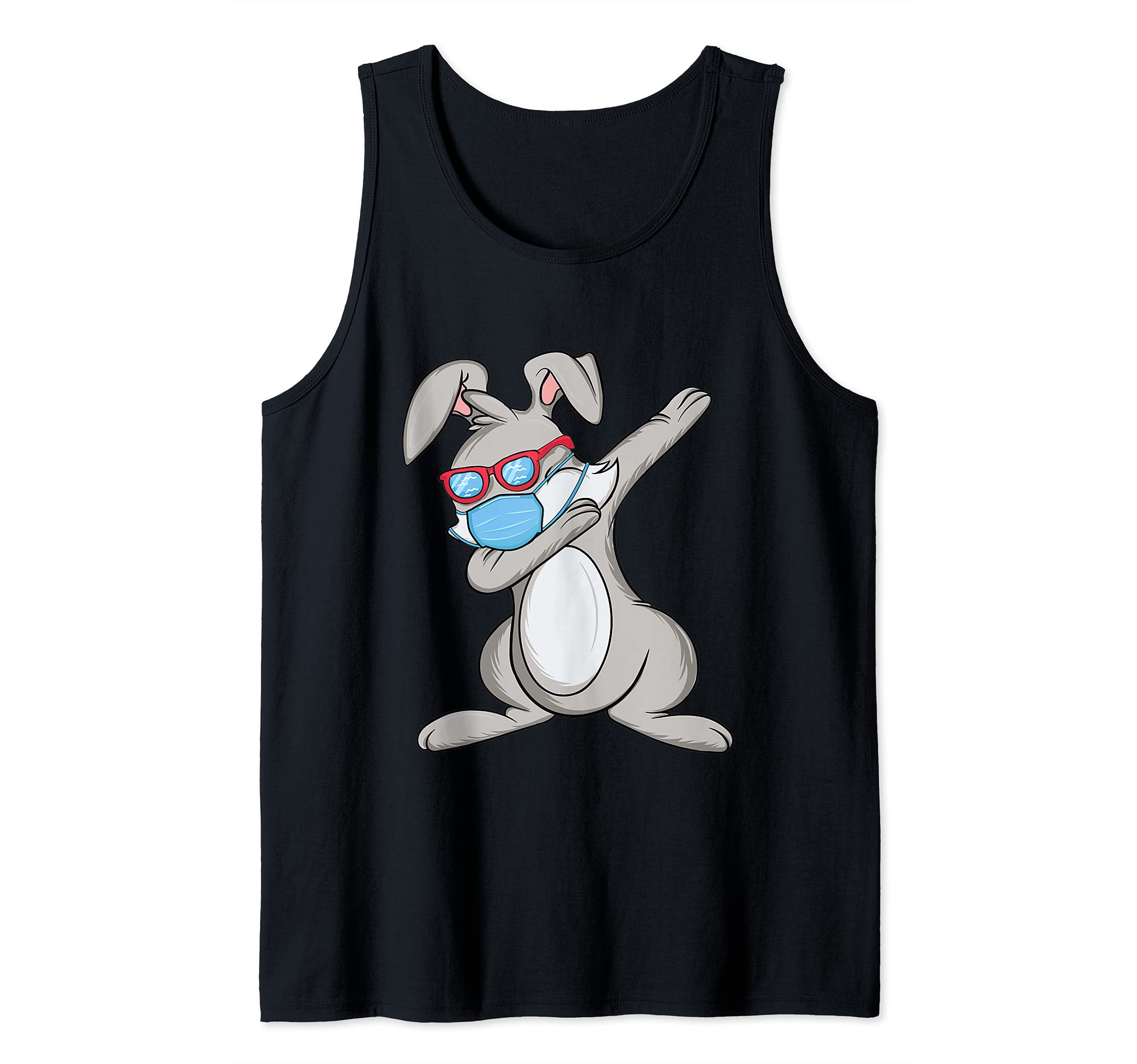 Dabbing Easter Bunny Wearing Face Mask Tank Top