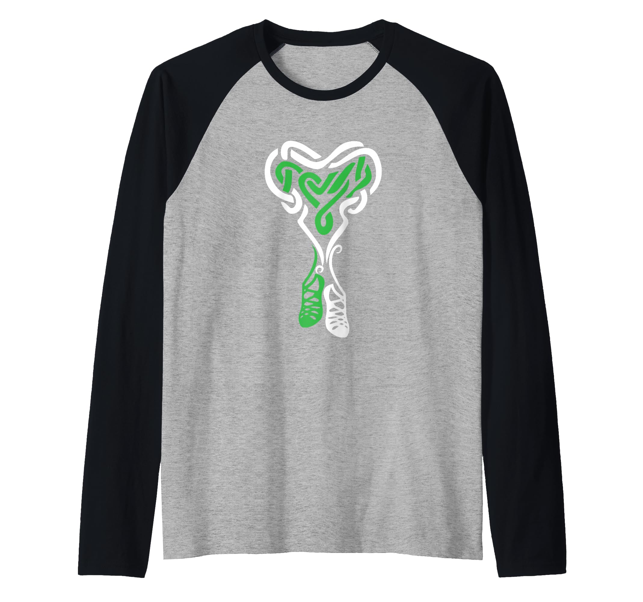 Irish Step Dancing Celtic Knot Heart Raglan Baseball Tee