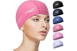 COOLMATE GLOBAL COOLMATE Fabric Swim Cap for Adult Women Men, Silicone Waterproof Layer, Cloth Swim Cap Gifts for Swimmers, Lightweight and Comfortable, Perfect for Pool, Beach, Lap Swimming (Dark Pink, M)
