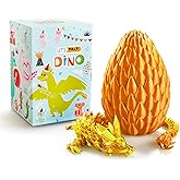 LEWELLRY 15" 3D Printed Dragon Egg,Christmas Birthday Toys, Stocking Stuffers Gift, Articulated Crystal Cool Fidget Dragon for Girls Boys Kids Ages 3,4, 5, 6,7, 8,9,10,11,12 Years Old