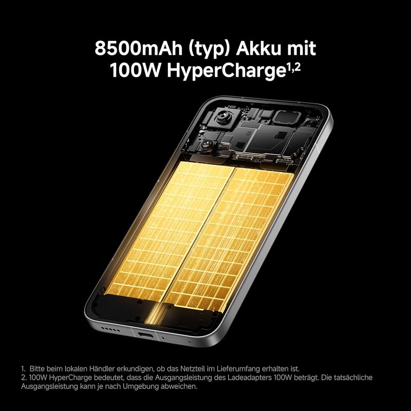 Poco X8 Pro Max Smartphone 12GB+512GB Unlocked Dimensity 9500s Prozessor 8500mAh Akku Ultra-helles AMOLED-Display 50MP Light Fusion 600 Hauptkamera mit OIS Handy in Schwarz 3 Jahre Garantie