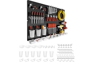 FZK Peg Board Wall Organizer Kit. Heavy Duty, 82PCS Metal Pegboard, Black, 36 * 24