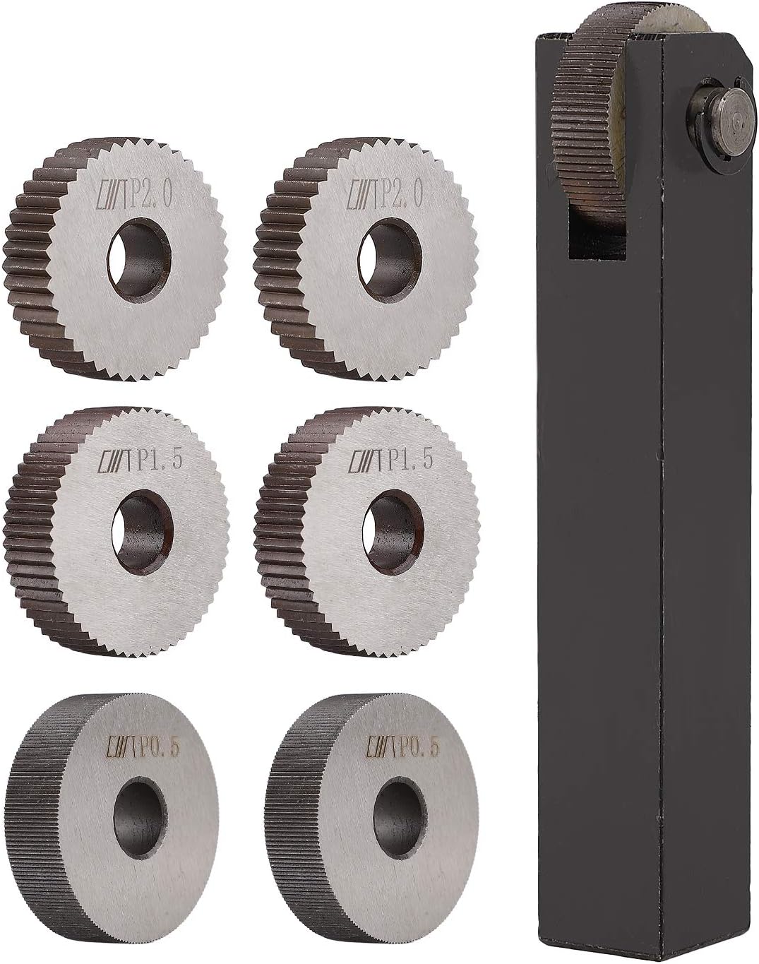 Single Linear Knurl Tool with 6PCS Knurling Single Wheels 0.5mm 1.5mm 2mm
