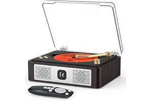 RETROAUDIO CD Player with Built-in Speakers Bluetooth Input&Output Portable CD Players for Home Music Nostalgic CDs Player with Remote Control Headphone Jack Walnut Brown with Display Screen