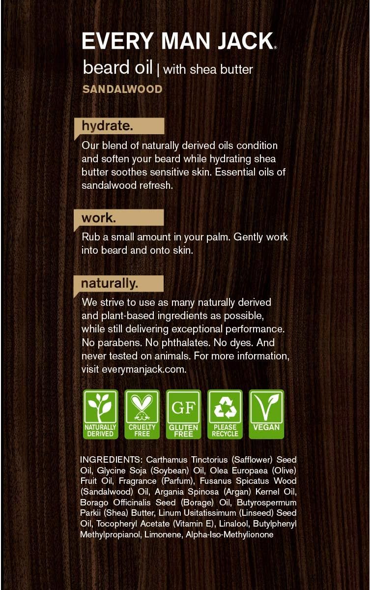 Every Man Jack Beard Oil - Sandalwood, No Color, 29.57 ml (Pack of 1) - Image 3