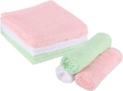Lanjue 6 Pack Bamboo Flannel Face Cloth 12 x 12 Inch Reusable Facial Towels