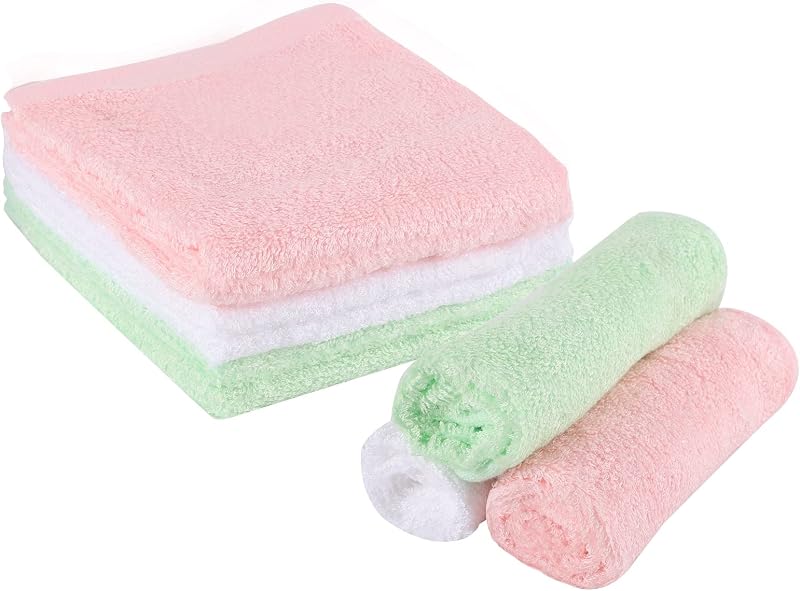 Lanjue 6 Pack Bamboo Flannel Face Cloth 12 x 12 Inch Reusable Facial Towels
