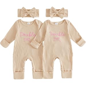 YOKJZJD Newborn Baby Boy Girl Twins Matching Outfits Knit Romper Jumpsuit | Who's Who Owl Newborn Twins Baby Boy Girl Clothes