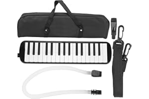 GAEIRT 32 Keys Melodica Keyboard, Melodica Instrument Mouth Piano Air Piano Keyboard with Mouthpiece and Tube Keytar Instrument for Beginners(Black Melodica)