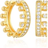 MEVECCO Gold Huggie Hoop Earrings for Women 18K Gold Plated Cubic Zircon Handmade Minimalist CZ Hoop Ear Jewelry