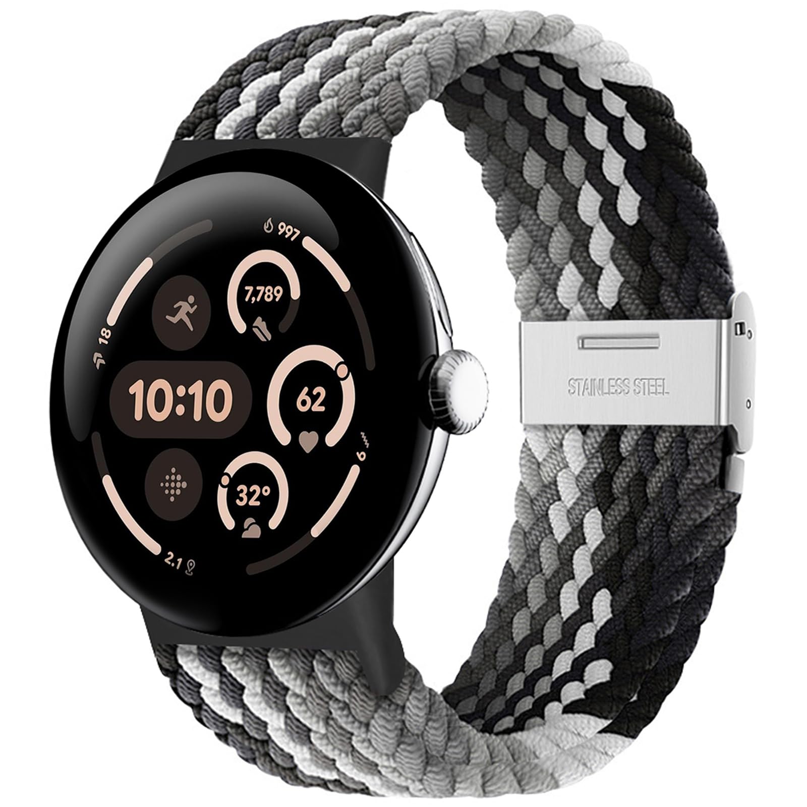 Eiavike Stretchy Braided Bands Compatible with Google Pixel Watch 4, 3, 2, 1 41mm/45mm, Adjustable Elastic Nylon Woven Breathable Sport Loop Straps for Pixel Watch 41 45 MM Wristbands Women Men