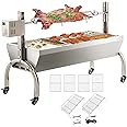 DEWOSEN 50W Rotisserie Grill Roaster 51 Inch BBQ Outdoor Small Pig Lamb Rotisserie Roaster 132LBS/60KG Stainless Steel Charcoal Spit Rotisserie Roaster Grill Great for Camping Outdoor Barbecue
