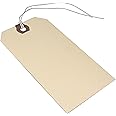 Amram Blank Shipping Tags with String,100 Pieces 4 3/4-in x 2 3/8-in, Manila with Reinforced Eyelet
