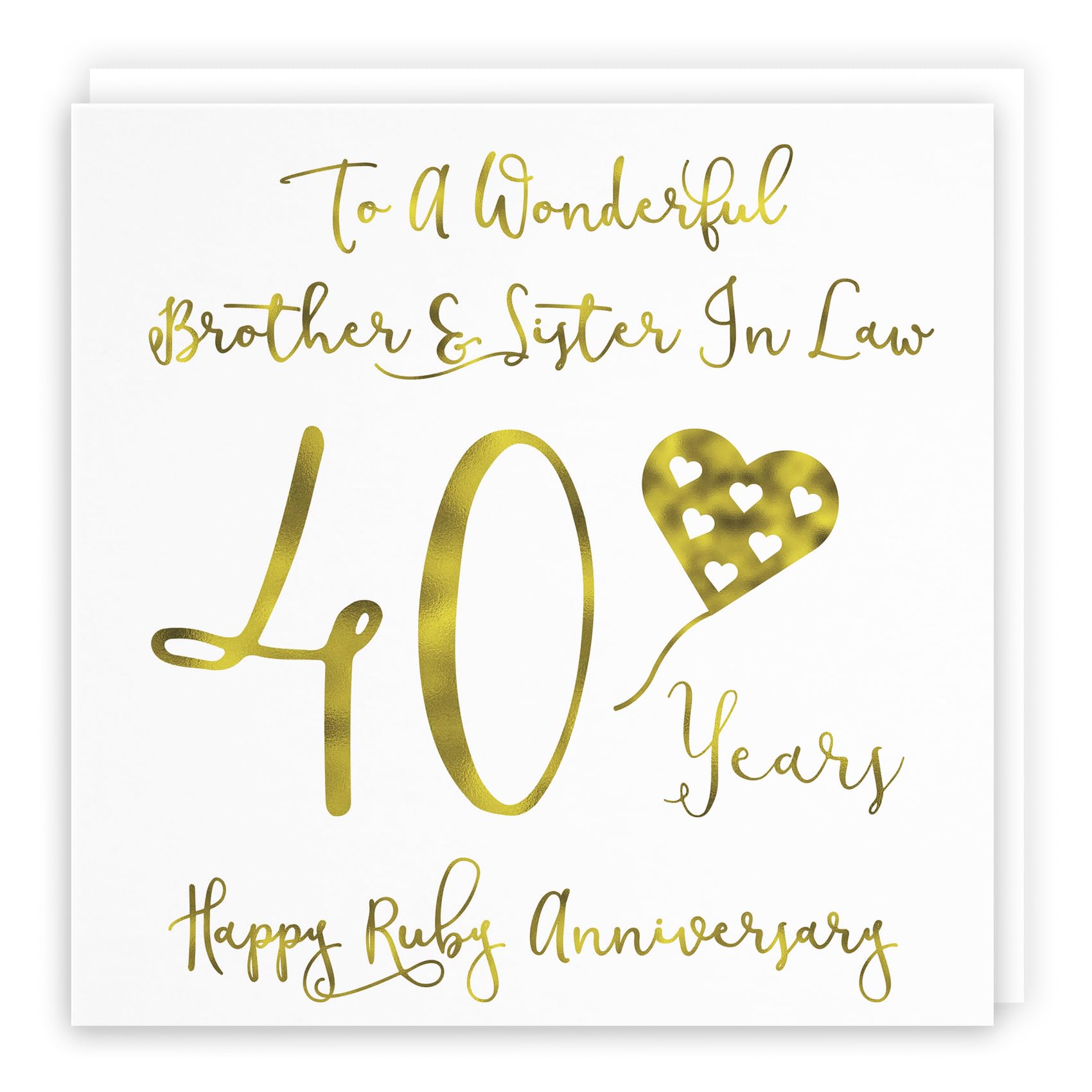 Hunts England - Large Brother And Sister In Law 40th Anniversary Card - To A Wonderful Brother & Sister In Law - 40 Years - Happy Ruby Anniversary - Milano Collection - Large - 210 x 210 mm — image 1