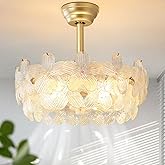 MEILEKE 20'' Fandelier Ceiling Fans with Lights, Gold Caged Ceiling Fan with Remote Low Profile, 6 Speed and Petal, Modern Se