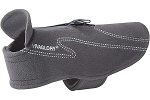 VIVAGLORY Dog Fleece Coat Warm Jacket with Hook and Loop Fastener, Easy to Take on and Off, Winter Vest Sweater for Small Medium Large Dogs Puppy Windproof Clothes for Cold Weather, Grey, XXS