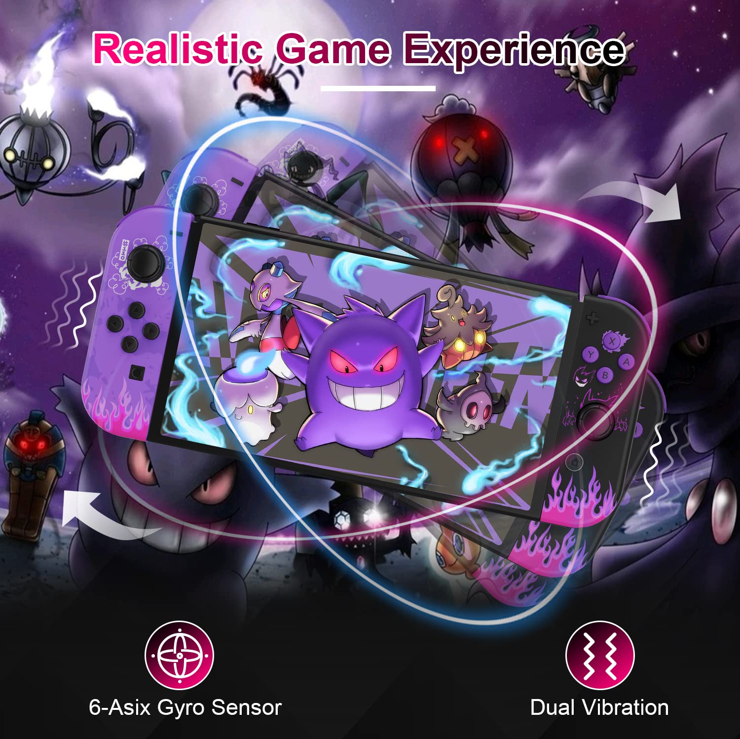 Moonag Controller for Nintendo Switch, Replacement Wireless Controllers