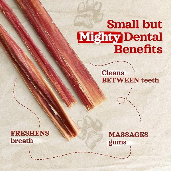NATURAL FARM BULLY STICKS (6 INCH, 50 PACK), THIN PIXIE PIZZLE BEEF TREATS, GRAIN-FREE, HIGH PROTEIN, BEST RAWHIDE ALTERNATIVE FOR SMALL, PUPPIES OR SENIOR DOGS