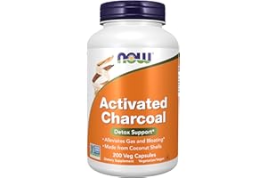NOW Foods Supplements, Activated Charcoal Made from Coconut Shells, Non-GMO Project Verified, Detox Support*, 200 Veg Capsules